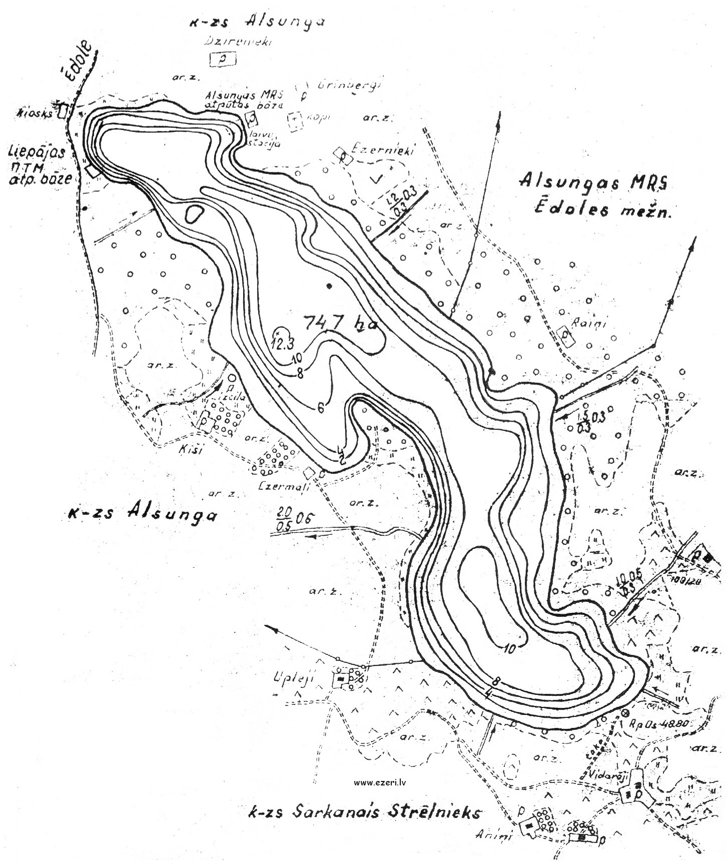 Vēsturiskā Zvirgzdu ezera karte